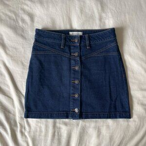 PacSun Dark Wash Denim Button Front Mini Skirt